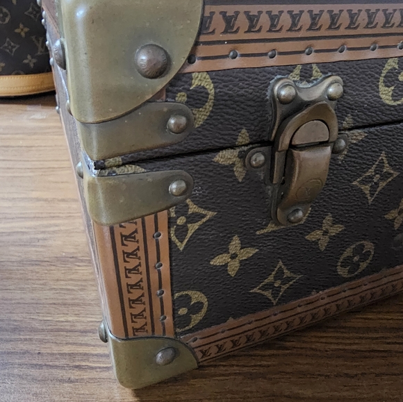 #00020-1143 VINTAGE 1970'S MONOGRAM LEATHER TRUNK SUITCASE 45 - Picture 9 of 11